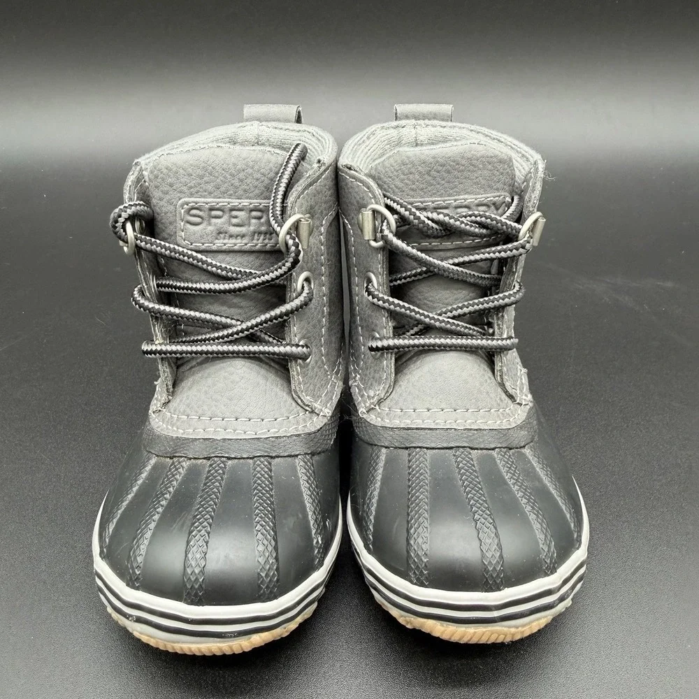 Sperry Kids Bowline Boot Boys Size 6M Black Grey‎ Lace Up 61911